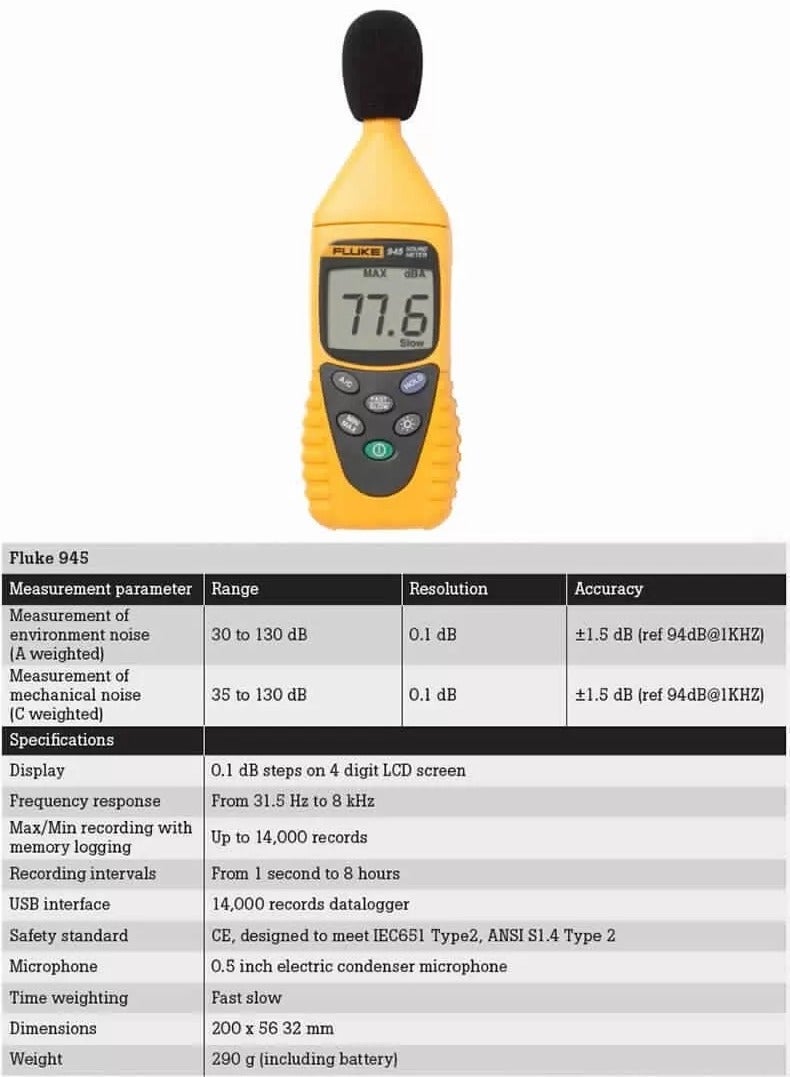 FLUKE FLUKE 945 SOUND LEVEL METER BY FLUKE - Image 2