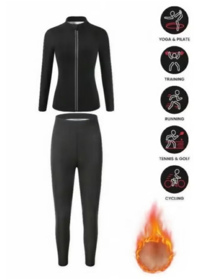 Arabest Sauna Suit Set for Women, Long Sleeve + Pants, Burn More, Sweat More, Sweat Enhancing Workout Outfit for Weight Loss size L - Image 4