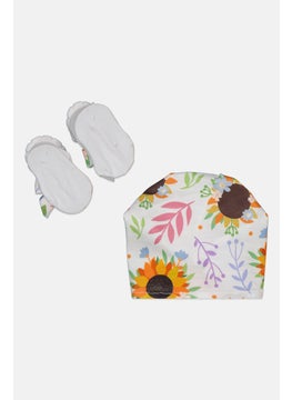 bebe Toddlers Girl 2 Piece Turban Bootie Set, White Combo  - Image 2
