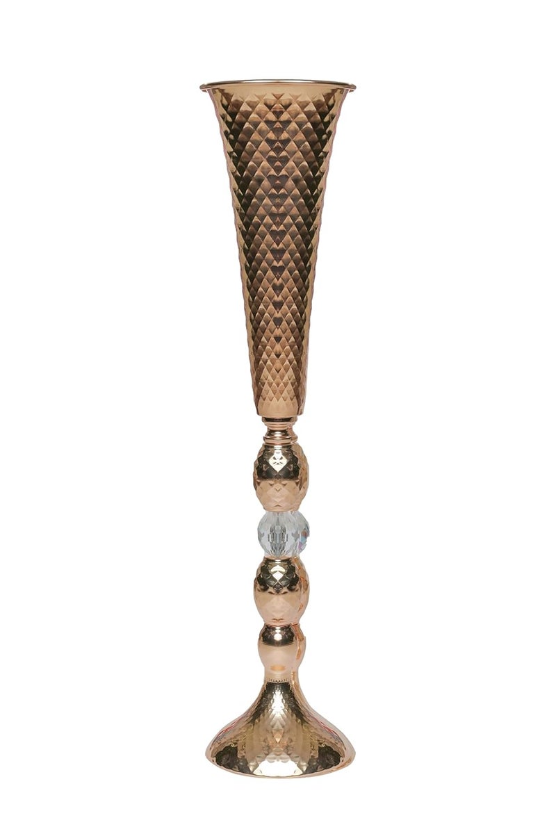 Grofly Tall Metal Trumpet Vase Flower Vase for Party Dinner Centerpiece Riser for Tables in Event Modern Decoration Unique Texture Metal Flower Vase Table Flowerpot for Hotel Office - Image 1