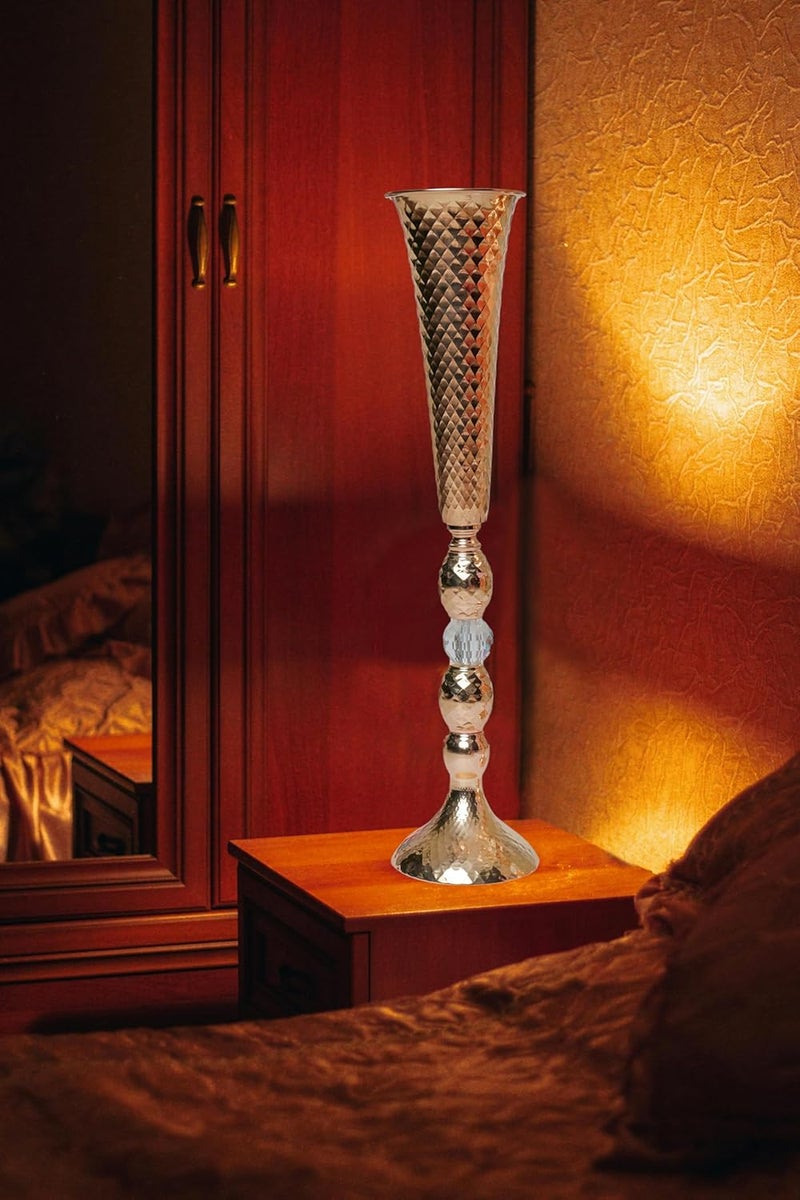 Grofly Tall Metal Trumpet Vase Flower Vase for Party Dinner Centerpiece Riser for Tables in Event Modern Decoration Unique Texture Metal Flower Vase Table Flowerpot for Hotel Office - Image 5