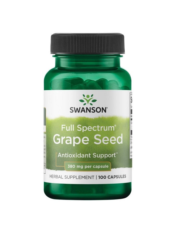 Swanson Grape Seed Heart Antioxidant Free Radicals Healthy Blood Pressure Support Polyphenols OPCS (Oligomeric Proanthocyanidins) Herbal Supplement 380 mg 100 Capsules - Image 1