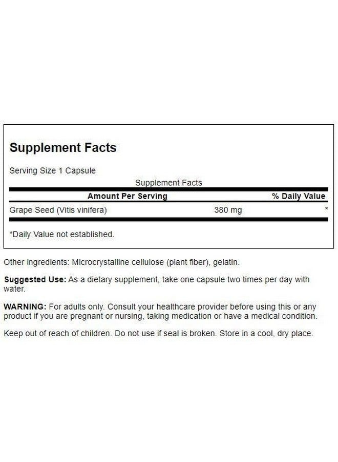 Swanson Grape Seed Heart Antioxidant Free Radicals Healthy Blood Pressure Support Polyphenols OPCS (Oligomeric Proanthocyanidins) Herbal Supplement 380 mg 100 Capsules - Image 2