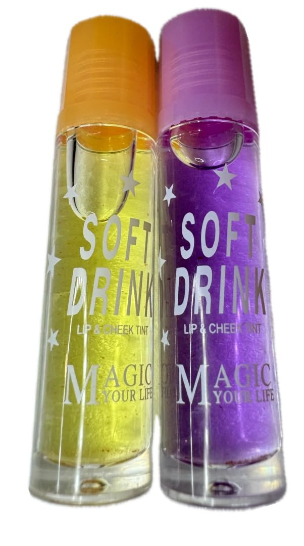 Lip Balm with Fruit Flavors Moisturizing Lip Oil Tint Liquid Lip Gloss purpleyellow 1 Count Pack of 1