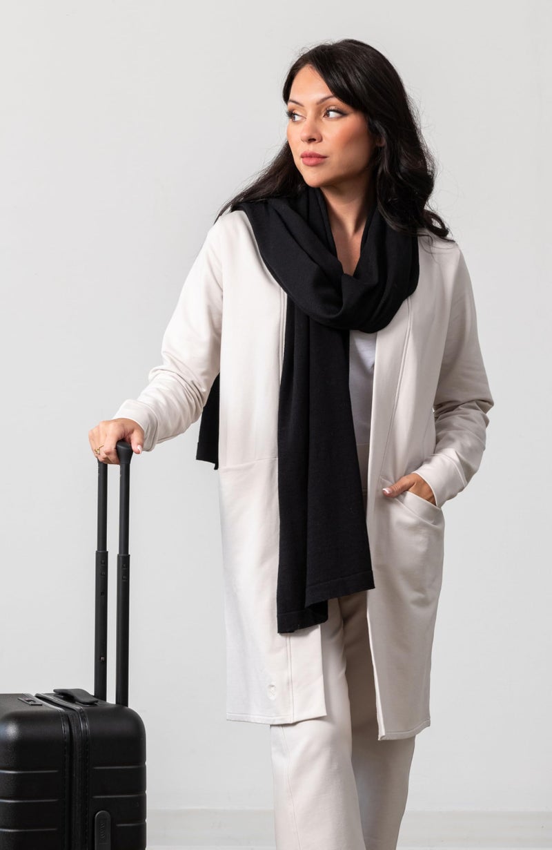 zestt Dreamsoft Travel Scarf, Wrap and Shawl, Organic Cotton, Black - Image 3
