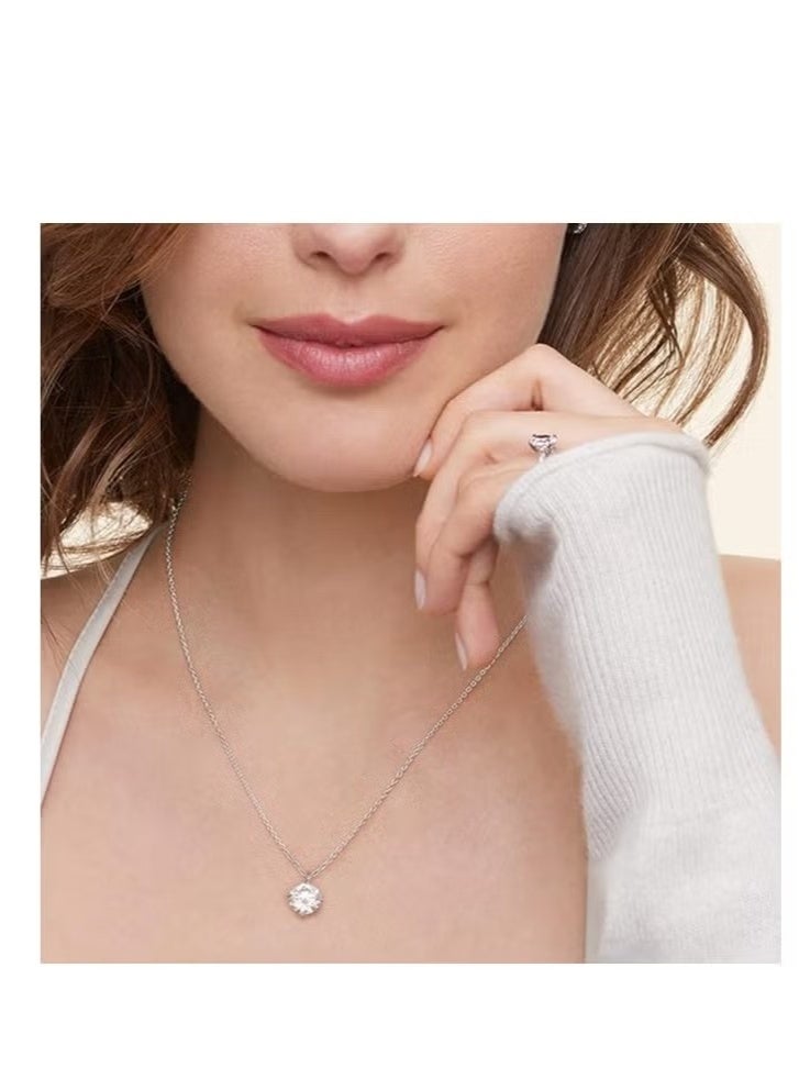 SYNSYB Sterling SilverPendant Necklace - S925 Hypoallergenic Solitaire with Adjustable Slider, 6.5mm 1.0ct Equivalent, Elegant Luxury Gift Box Included for Women  - Image 2