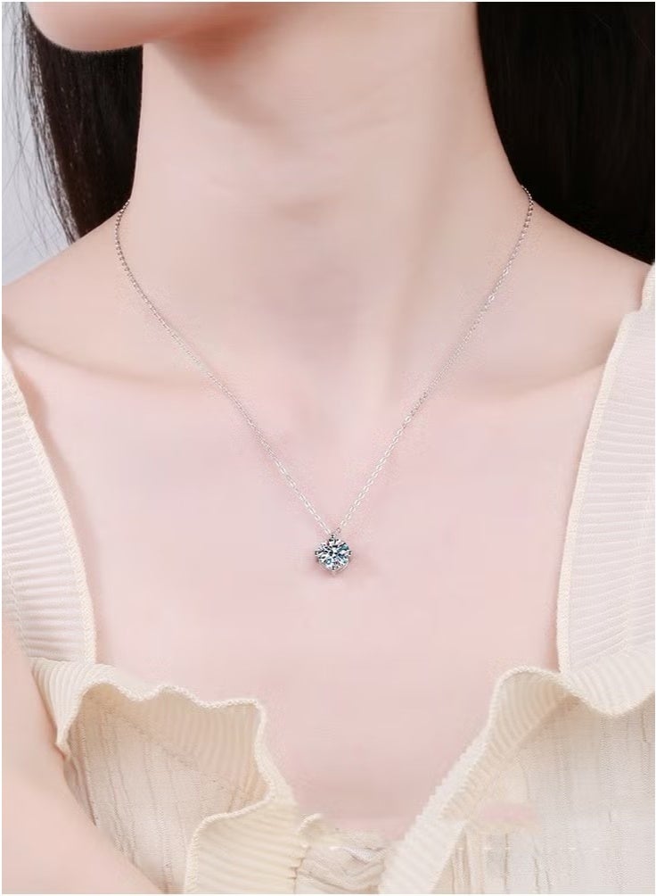 SYNSYB Sterling SilverPendant Necklace - S925 Hypoallergenic Solitaire with Adjustable Slider, 6.5mm 1.0ct Equivalent, Elegant Luxury Gift Box Included for Women  - Image 5