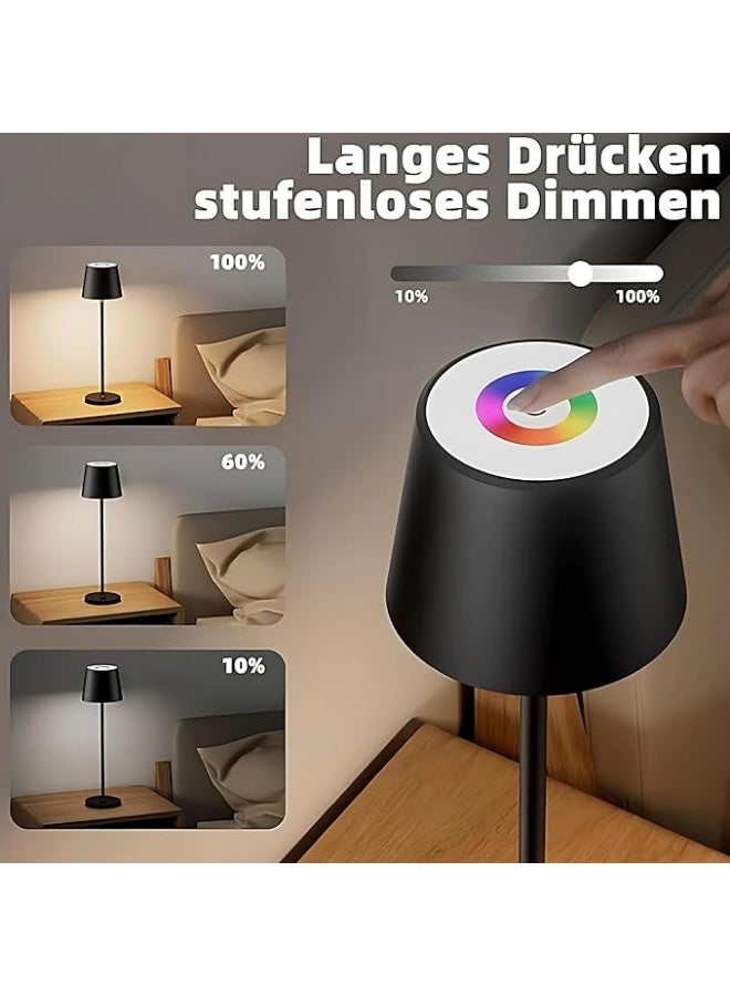 zentora (2 Pack) Cordless LED Table Lamps, 5000mAh Rechargeable Battery Operated, 3 Color Touch Dimming, Metal Shell Desk Lights for Bedrooms, Restaurant & Bars (Black) - Image 4
