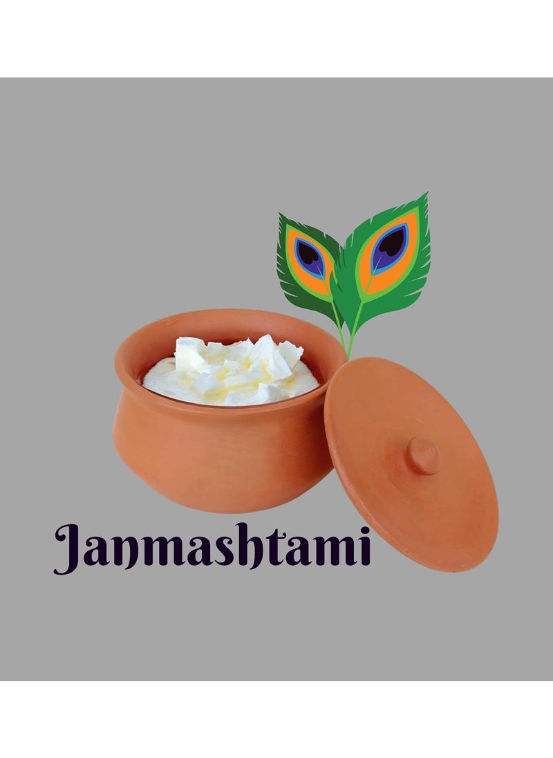 Terra Charms Terra Charms Clay Handi For Krishnas Clay Offering A Symbol of Janmashtami Festivities Clay Pot Serving Pot Hand Craft Handi for Making Makhan Mishri Bhog Parsadm 1L Capacity  - Image 4