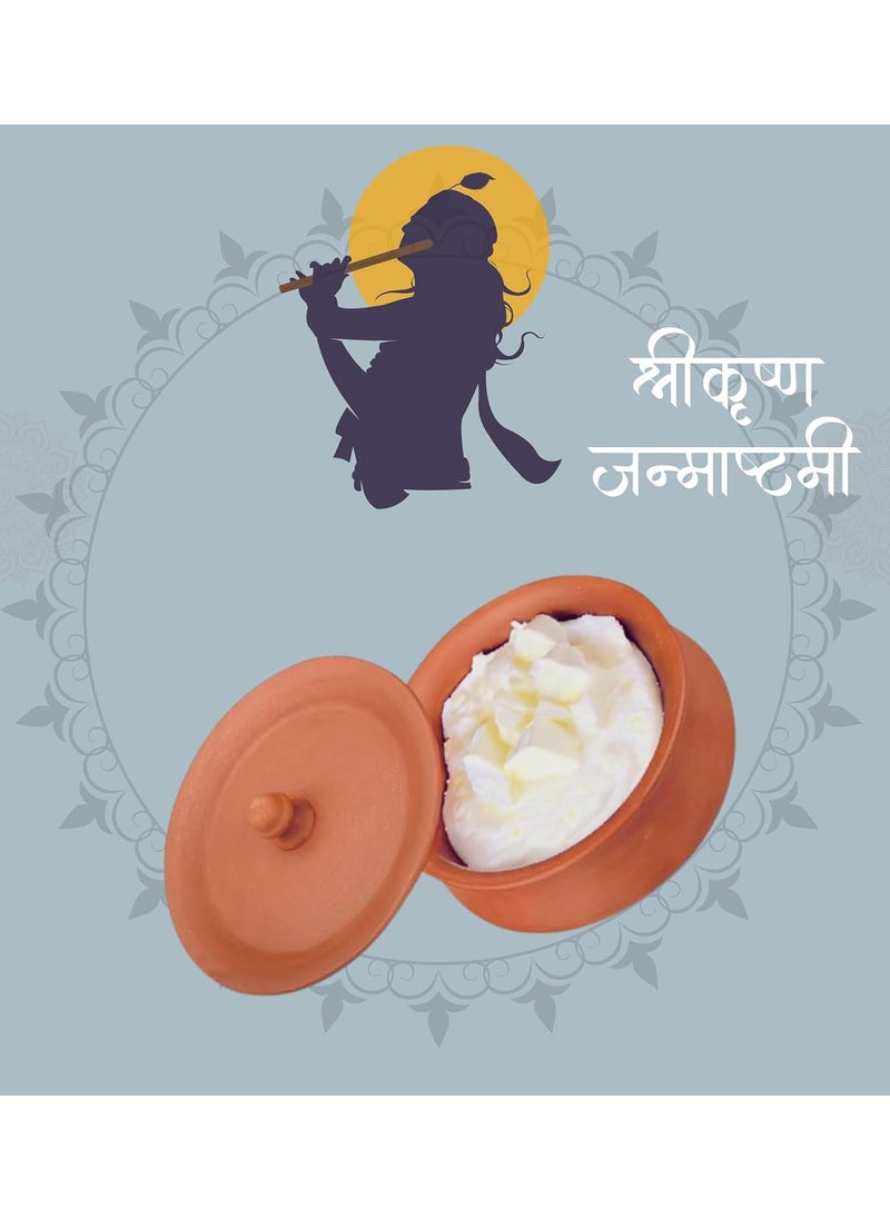Terra Charms Terra Charms Clay Handi For Krishnas Clay Offering A Symbol of Janmashtami Festivities Clay Pot Serving Pot Hand Craft Handi for Making Makhan Mishri Bhog Parsadm 1L Capacity  - Image 2
