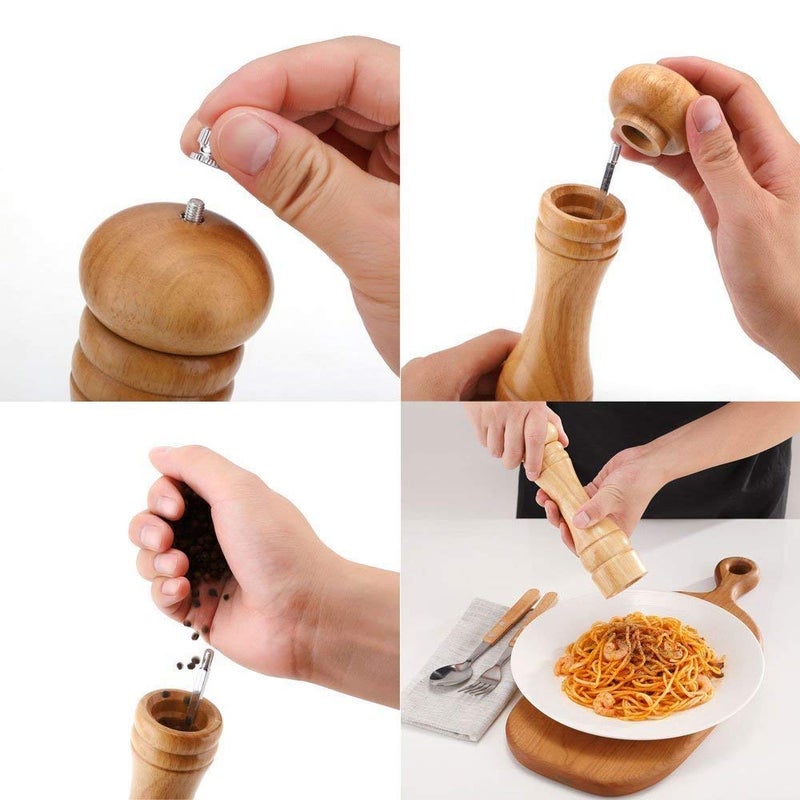 Sevia Wooden Salt and Pepper Grinder with Ceramic Crusher and Adjustable Coarseness Setting Bamboo - Image 5