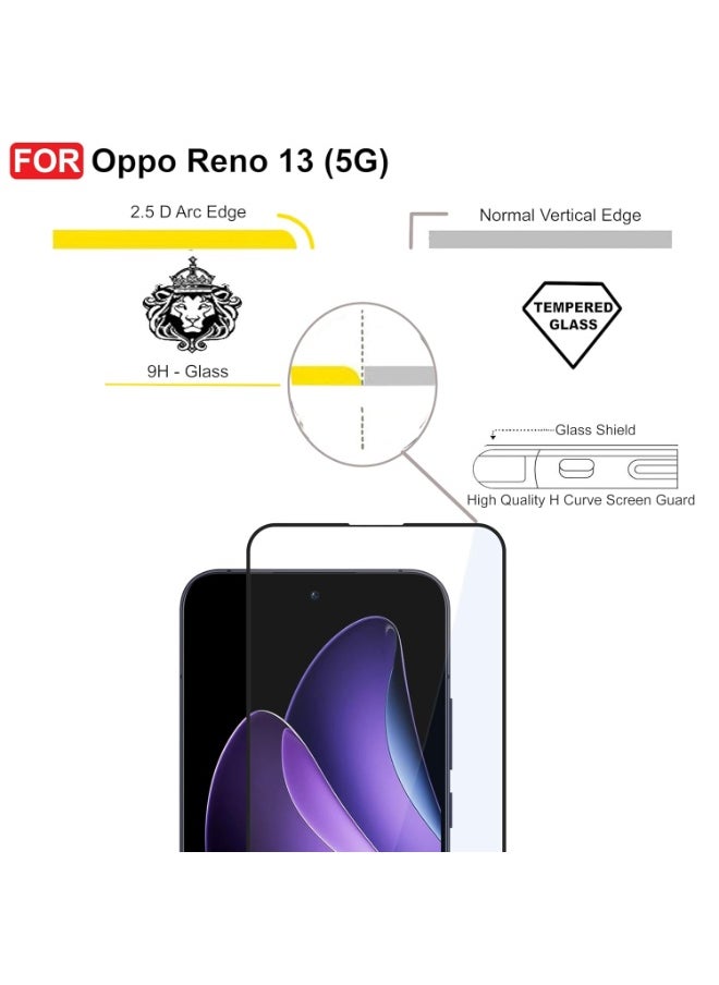 Generic Tempered Glass for Oppo Reno 13 (5G) | Screen Protector Full HD Quality Tempered Glass Anti-Scratch Edge to Edge Coverage with Easy Installation Kit (Black)  - Image 2