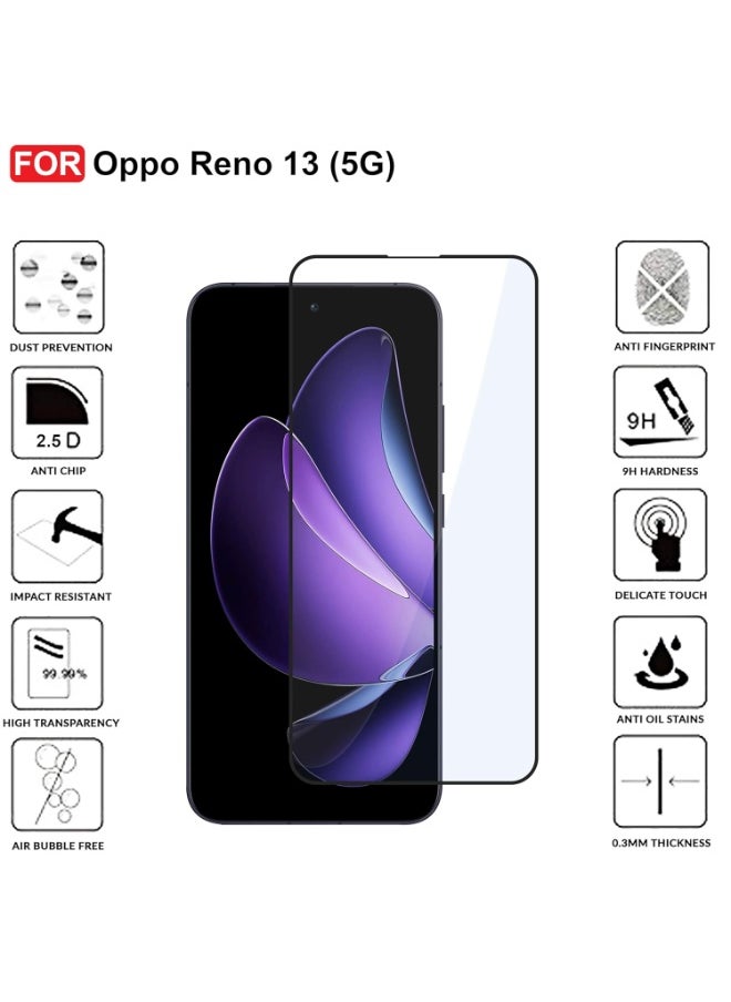 Generic Tempered Glass for Oppo Reno 13 (5G) | Screen Protector Full HD Quality Tempered Glass Anti-Scratch Edge to Edge Coverage with Easy Installation Kit (Black)  - Image 5