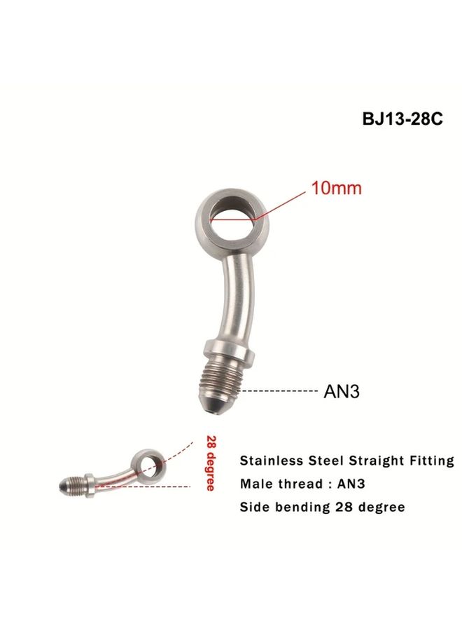Stainless Steel Banjo Fitting Male Thread Adapter 28 Degree Positive Bend 2pcs - Image 5