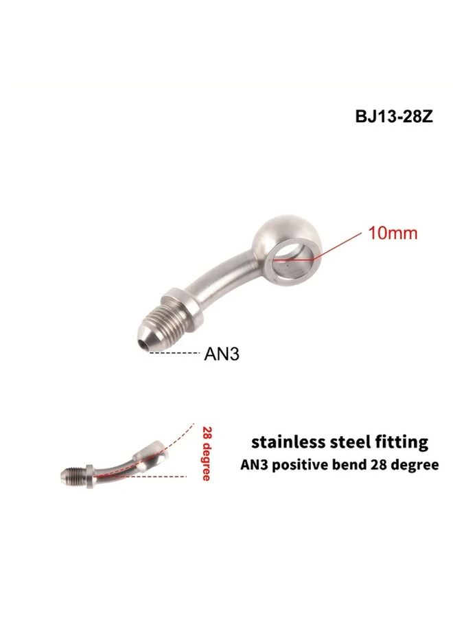 Stainless Steel Banjo Fitting Male Thread Adapter 28 Degree Positive Bend 2pcs - Image 4