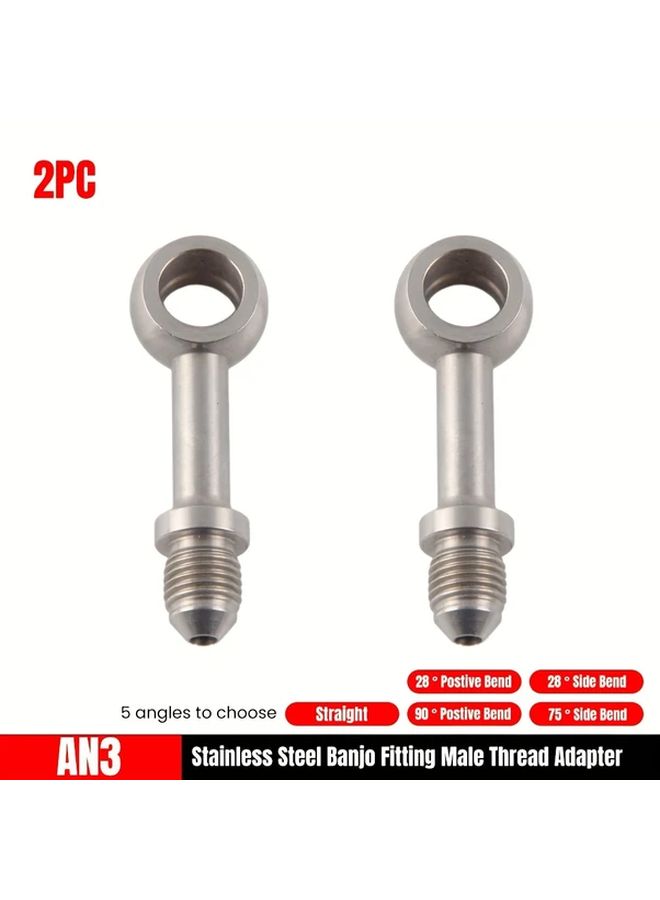Stainless Steel Banjo Fitting Male Thread Adapter 28 Degree Positive Bend 2pcs - Image 1