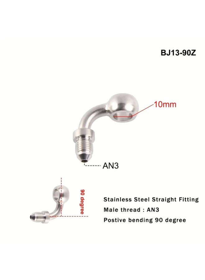 Stainless Steel Banjo Fitting Male Thread Adapter 28 Degree Positive Bend 2pcs - Image 3