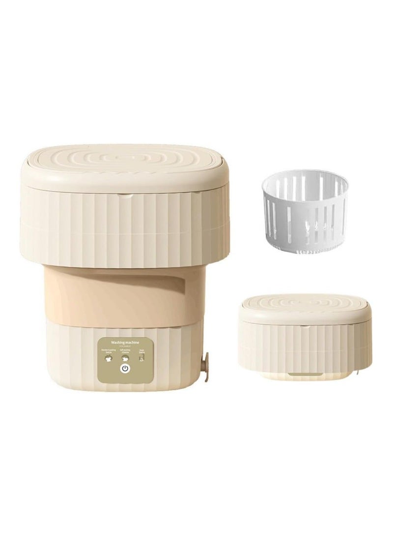 XVersion 9L Foldable Portable Washing Machine with Spin Dryer, Mini Washer for Underwear, Socks, Baby Clothes, Towels, Pet Items, Small Washing Machine for Apartment, Hotel, RV, Home, Camping (Cream) - Image 1