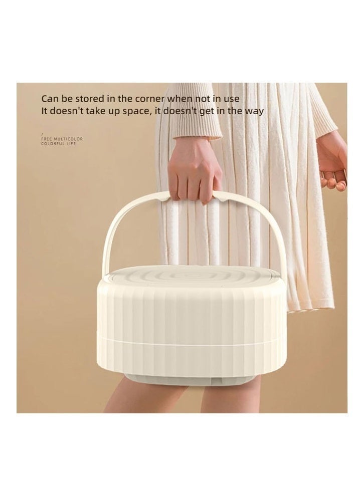 XVersion 9L Foldable Portable Washing Machine with Spin Dryer, Mini Washer for Underwear, Socks, Baby Clothes, Towels, Pet Items, Small Washing Machine for Apartment, Hotel, RV, Home, Camping (Cream) - Image 3