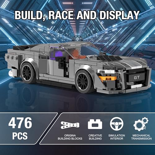 HIGH GODO Super Sports Car Building Set,Racing Car Building Kits for Kids and Adults,Collectible Model Cars Construction Blocks Toys Gifts for Boys 6-8 10+ (476 Pieces) - Image 2