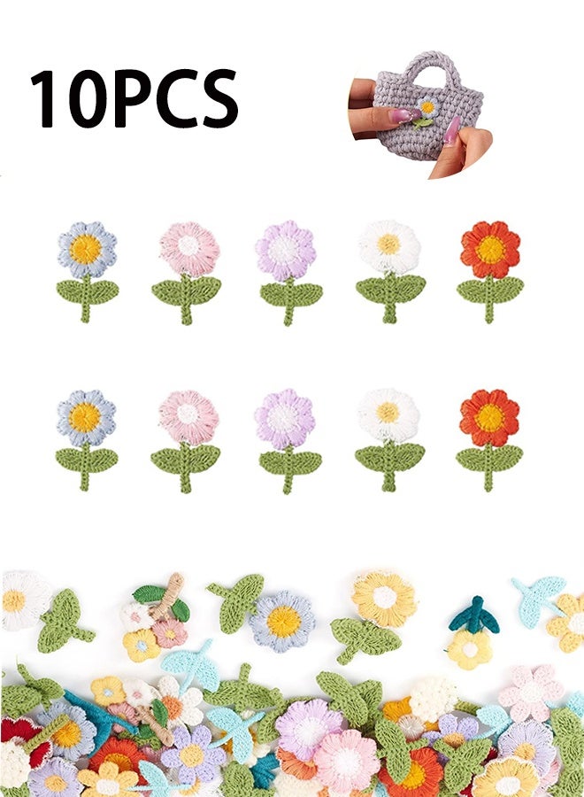 10 قطع رقع زهور قابلة للكي على الملابس بألوان جذابة وزاهية للملابس، الحقائب، الفساتين، القبعات، الجينز والسترات. - Image 1
