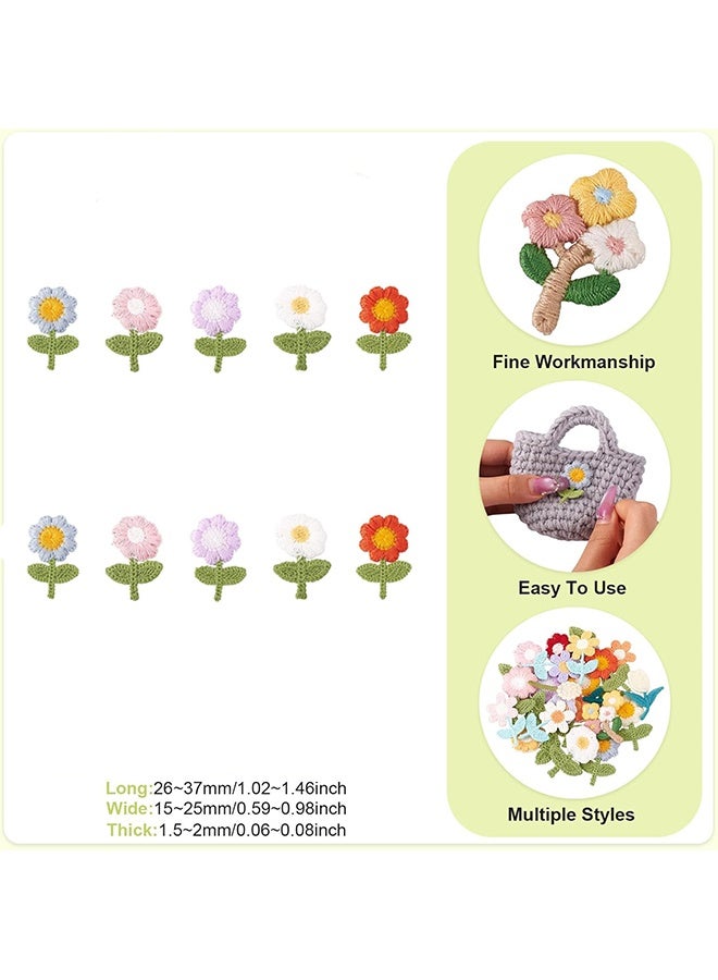 10 قطع رقع زهور قابلة للكي على الملابس بألوان جذابة وزاهية للملابس، الحقائب، الفساتين، القبعات، الجينز والسترات. - Image 2