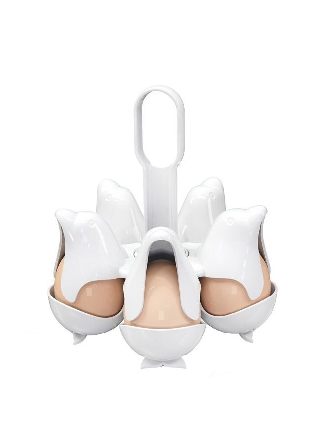 Asltw Egg Holder for Refrigerator & Organizer - 5→10 Capacity Dolphin Boiled Egg Storage, BPA-Free Flip Design for Compact Fridges (White) - Image 1