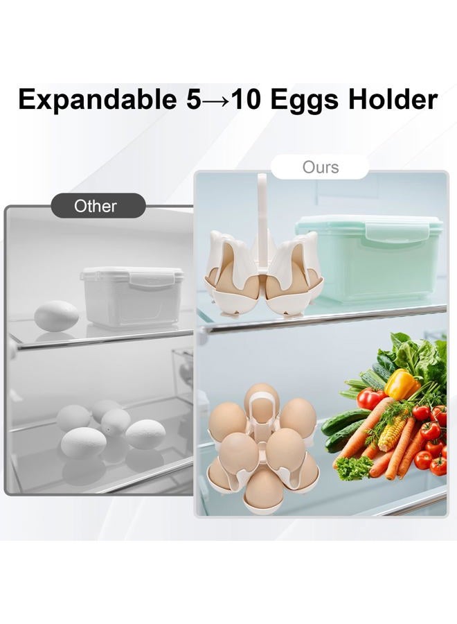 Asltw Egg Holder for Refrigerator & Organizer - 5→10 Capacity Dolphin Boiled Egg Storage, BPA-Free Flip Design for Compact Fridges (White) - Image 2