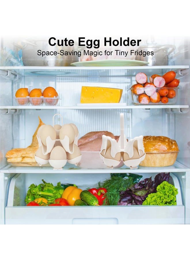 Asltw Egg Holder for Refrigerator & Organizer - 5→10 Capacity Dolphin Boiled Egg Storage, BPA-Free Flip Design for Compact Fridges (White) - Image 3