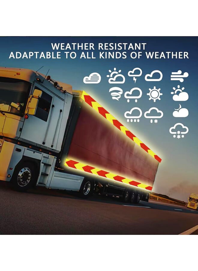 شريط عاكس مقاوم للماء للاستخدام الخارجي، أحمر وأصفر فسفوري عاكس، نجوم لامعة شديدة التحمل، لاصق قوي، شريط تحذير من المخاطر، شريط تنبيه للسلامة للمقطورات (1.97 بوصة × 33 قدمًا) - Image 3