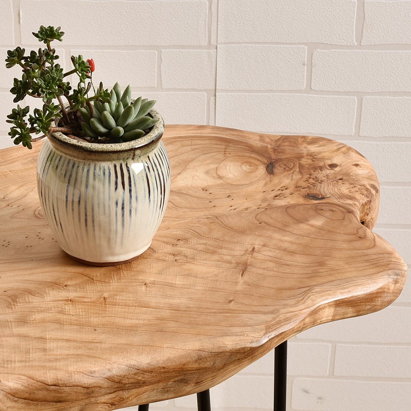 WELLAND Live Edge Cedar End Table, Unique Desktop Side Table,19" L x 16" W x 20.5" H Nightstand, Plant Stand for Living Room, Bedroom, Home Office, Patio - Image 3