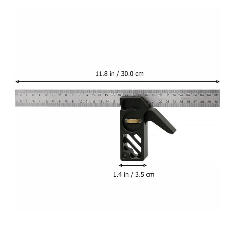 Carpentry Square Ruler 45 90 Angle Limiter Woodworking Combo Measuring Tool 30cm - Image 3