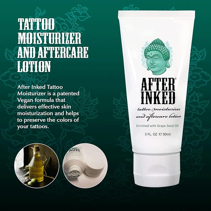 After Inked Tattoo Aftercare Lotion Tattoo Moisturizer As Seen on INK MASTER Tattoo Balm Ink Hydration Tattoo Aftercare Kit 3 Fluid oz Tube 1Pack - Image 2