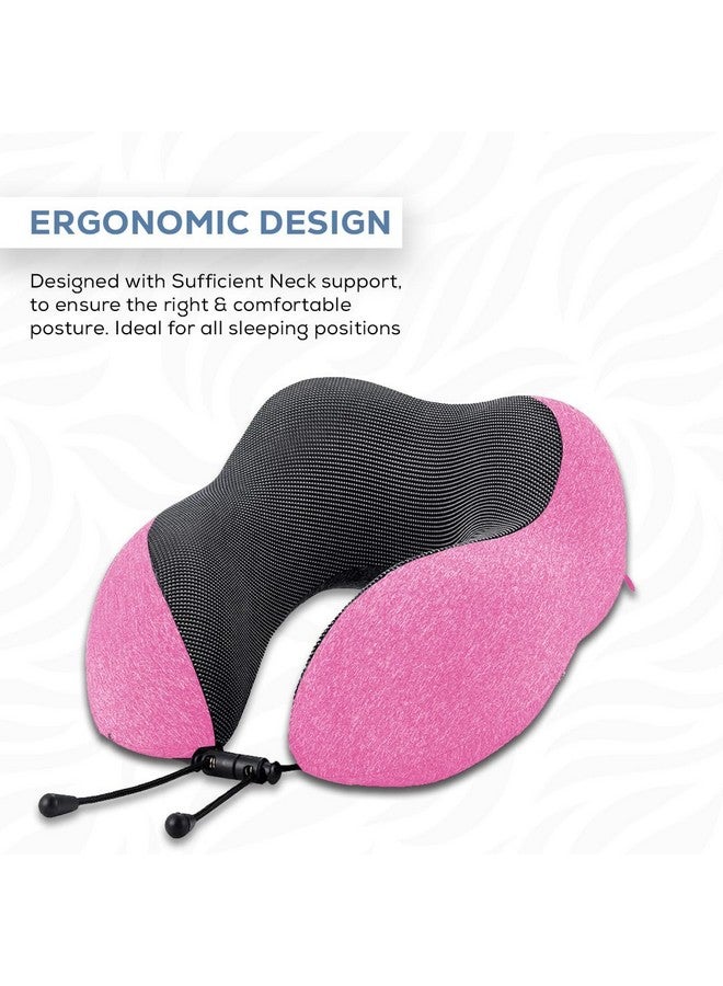 nexlev Premium Memory Foam Neck Pillow with 360-Degree Head Support | Lightweight Comfortable Travel Pillow with Storage Bag for Sleeping | Traveling Flight Car Train Bus and Home Use NP-05 (Pink) - Image 2