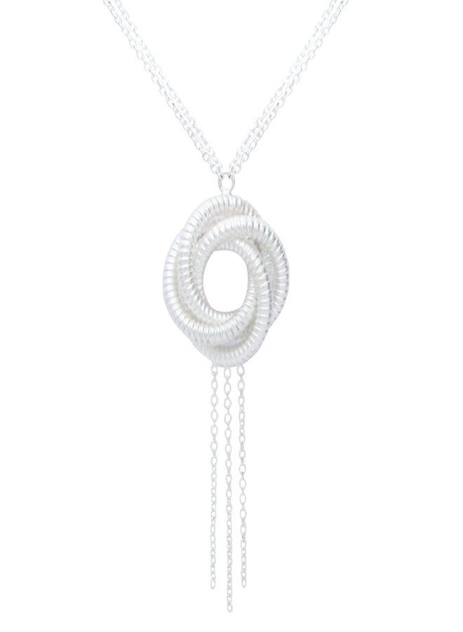 ليكالا قلادة طويلة من الفضة الإسترليني عيار 925 من LeCalla، بتصميم إيطالي مميز، تحمل علامة BIS، على شكل عقدة الحب الجزائرية، هدية مثالية للمراهقات - Image 1