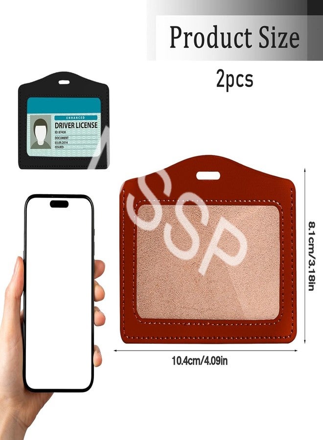 NSSP Leather Clear ID Window ID Badge Holder ID Card Holder (Brown Horizontal, Pack of 10) - Image 2