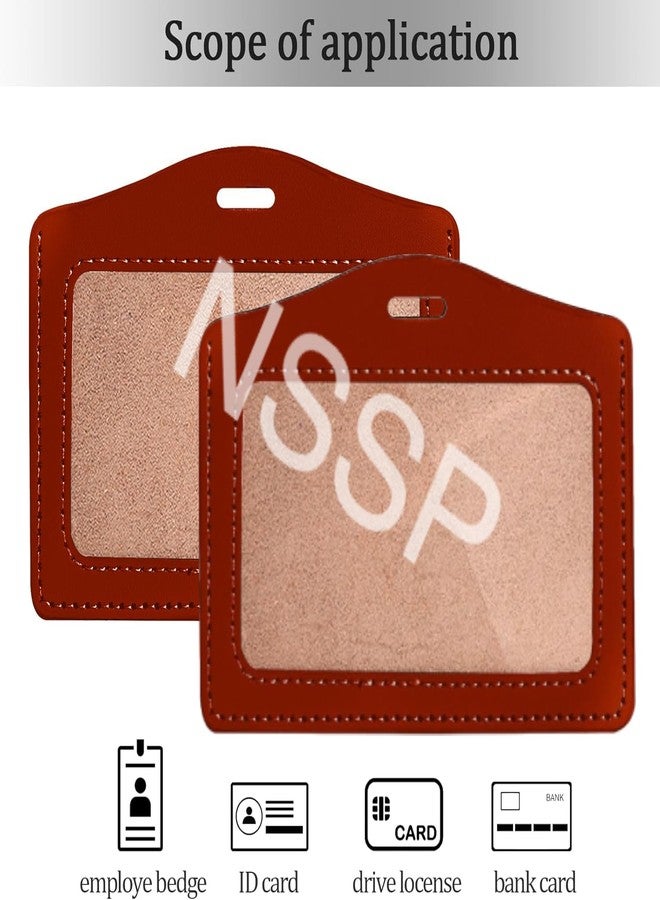 NSSP Leather Clear ID Window ID Badge Holder ID Card Holder (Brown Horizontal, Pack of 10) - Image 5