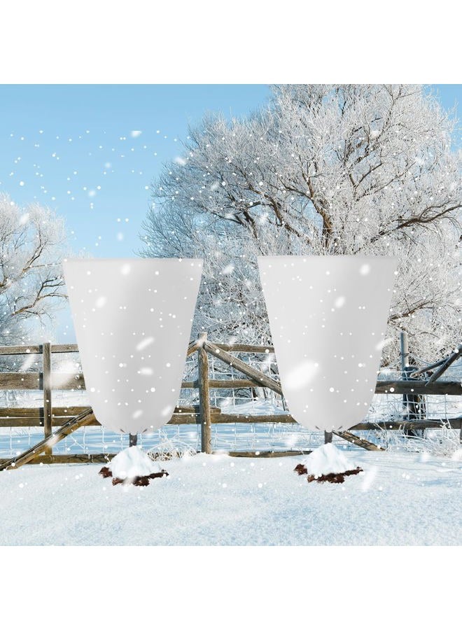 Vincreem 4 Pcs Plant Covers Freeze Protection 35.4" x 59" Winter Frost Blankets for Outdoor Plants with Zipper Drawstring Frost Cloth Freeze Covers Warm Shrub Jacket for Fruit Tree Potted(White) - Image 3