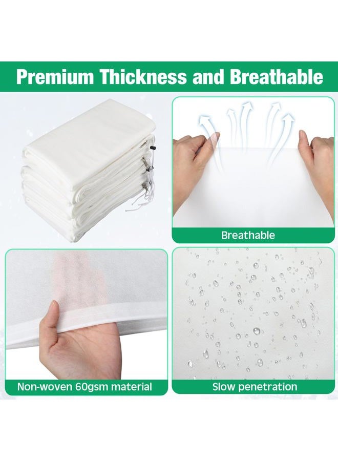 Vincreem 4 Pcs Plant Covers Freeze Protection 35.4" x 59" Winter Frost Blankets for Outdoor Plants with Zipper Drawstring Frost Cloth Freeze Covers Warm Shrub Jacket for Fruit Tree Potted(White) - Image 4