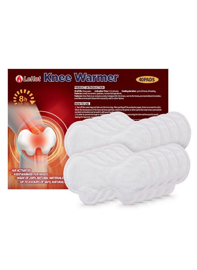 Lehot Disposable Knee Warmers - 40 Pack Adhesive Heat Patches | 12H Long-Lasting Warmth (53°C/127°F) for Skiing, Hiking & Cold Weather | Fast-Acting Portable Heating, Outdoor Essentials  - Image 1