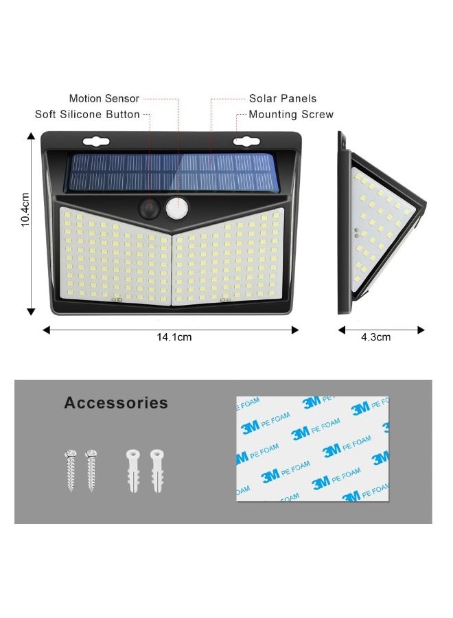 Riserva Solar Powered Outside Lights Motion Sensor  3 Modes and 270°Wide Angle IP65 Waterproof for Fence Flood Door Garage Yard 2 Piece/Lot - Image 2
