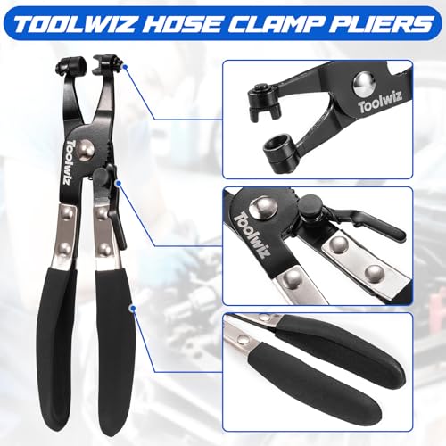 Toolwiz 130Pcs 6-25mm Spring Band Hose Clamp Assortment with Swivel Clamp Pliers, Constant Tension Radiator Hose Clamps, Black Hose Clips for Fuel Line, Silicone Vacuum Hose, Air Tube, Water Pipe - Image 4