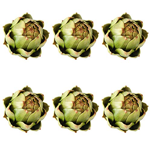GiftYou 6-Pack Large Artificial Artichoke Fake Vegetables and Fruits for Kitchen Decorations (Green) - Image 1