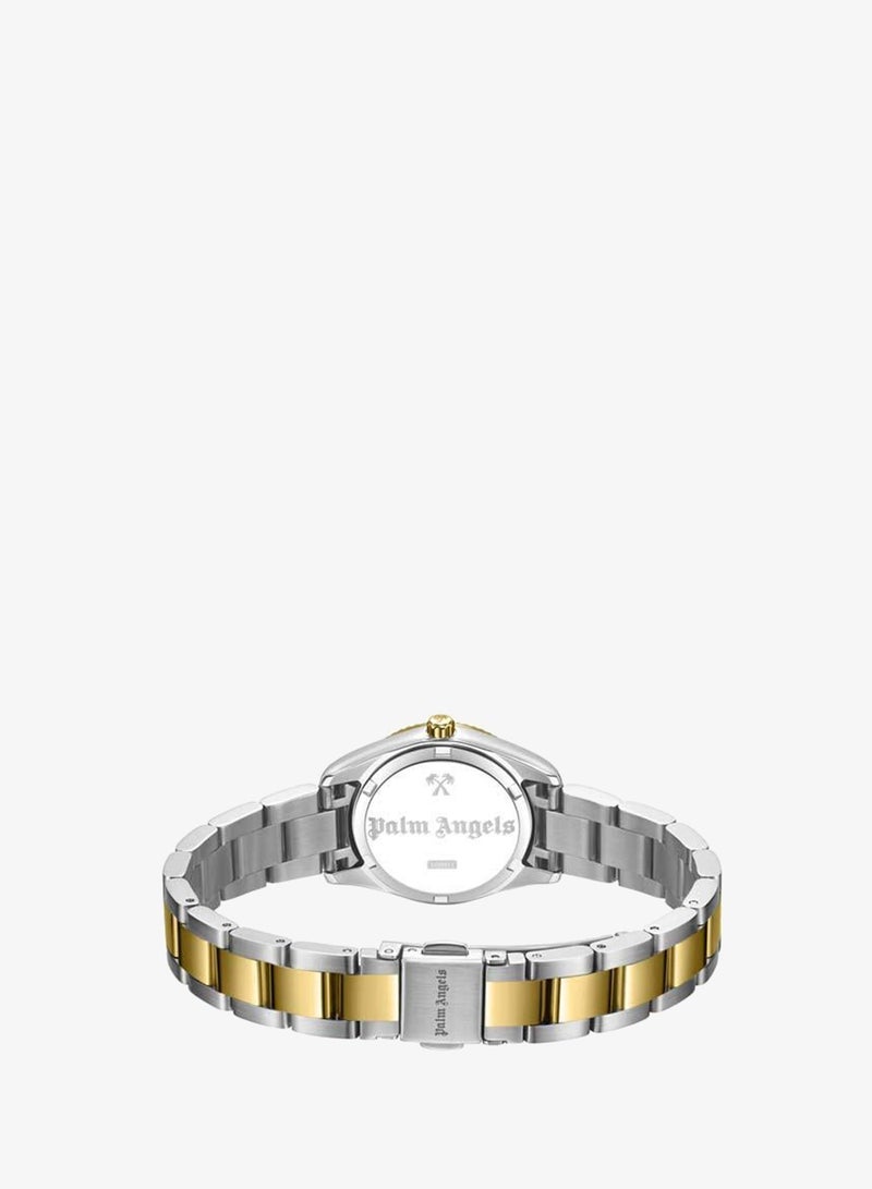 Palm Angels Clara Green Dial Silver Gold Stainless Steel Bracelet Analog Watch for Women, 28mm - Image 3