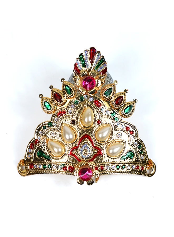 Madhoor White Decorative Deity Idol Mukut for Deity Idol Dressing, Pooja, Festivals & Home-Temple Decoration, 1 Piece - Image 1