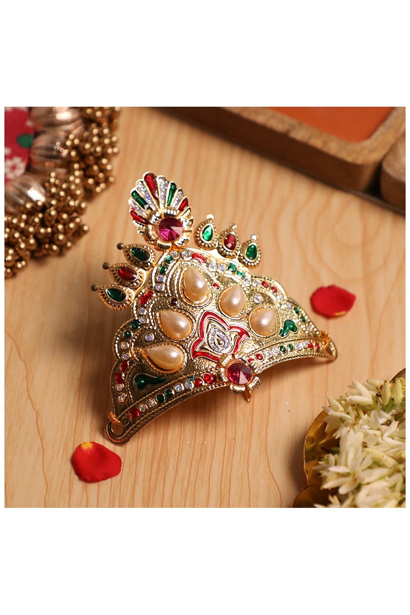 Madhoor White Decorative Deity Idol Mukut for Deity Idol Dressing, Pooja, Festivals & Home-Temple Decoration, 1 Piece - Image 2