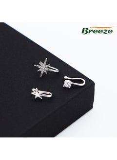 Breeze 5-Piece Non-Piercing Nose Jewelry Set  Adjustable U-Shaped Nose Clip with Star, Moon & Diamond Charms No-Pierce Nose Pin for Women  - Image 3