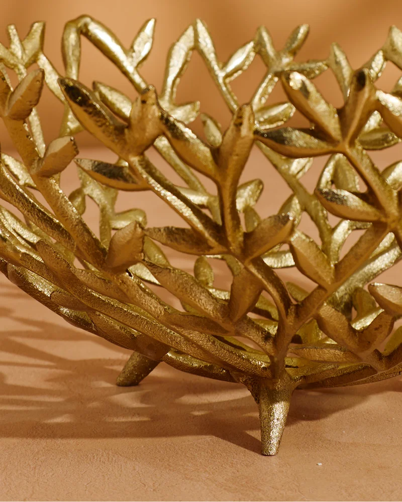 REDTAG Gold Leaves Metal Decorative Bowl 13x31Cm