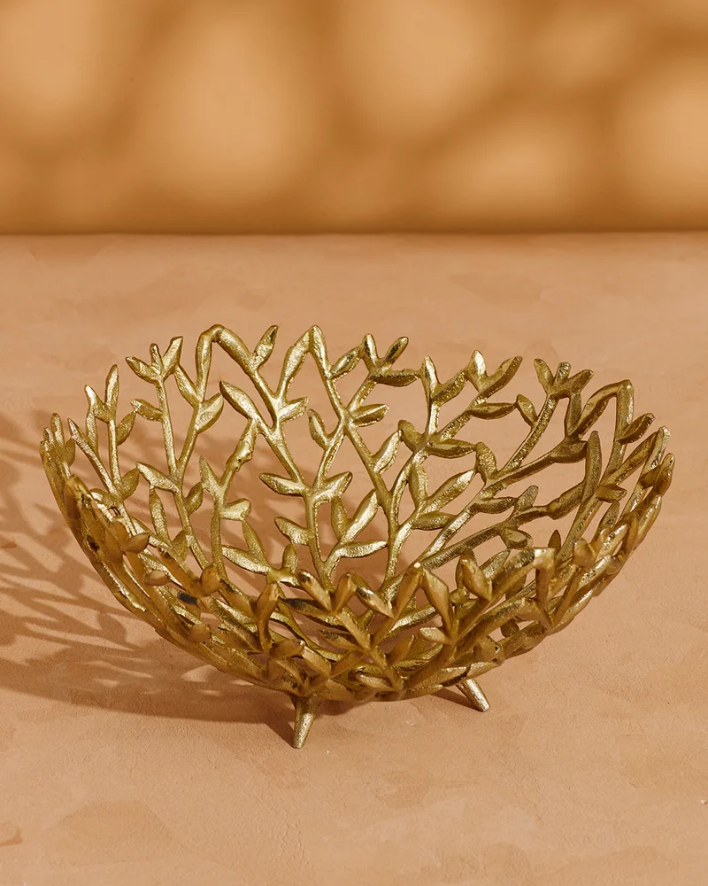 REDTAG Gold Leaves Metal Decorative Bowl 13x31Cm