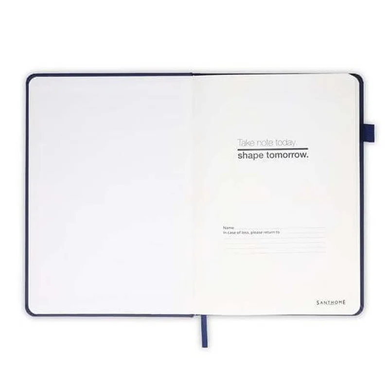 سانثوم Santhome FAROE A5 Premium PU Hard Cover Notebook with Pen Loop | 192 Ruled Pages Smooth 80gsm Cream Paper | Professional Business Journal, Diary & Office Writing Notepad – Navy Blue